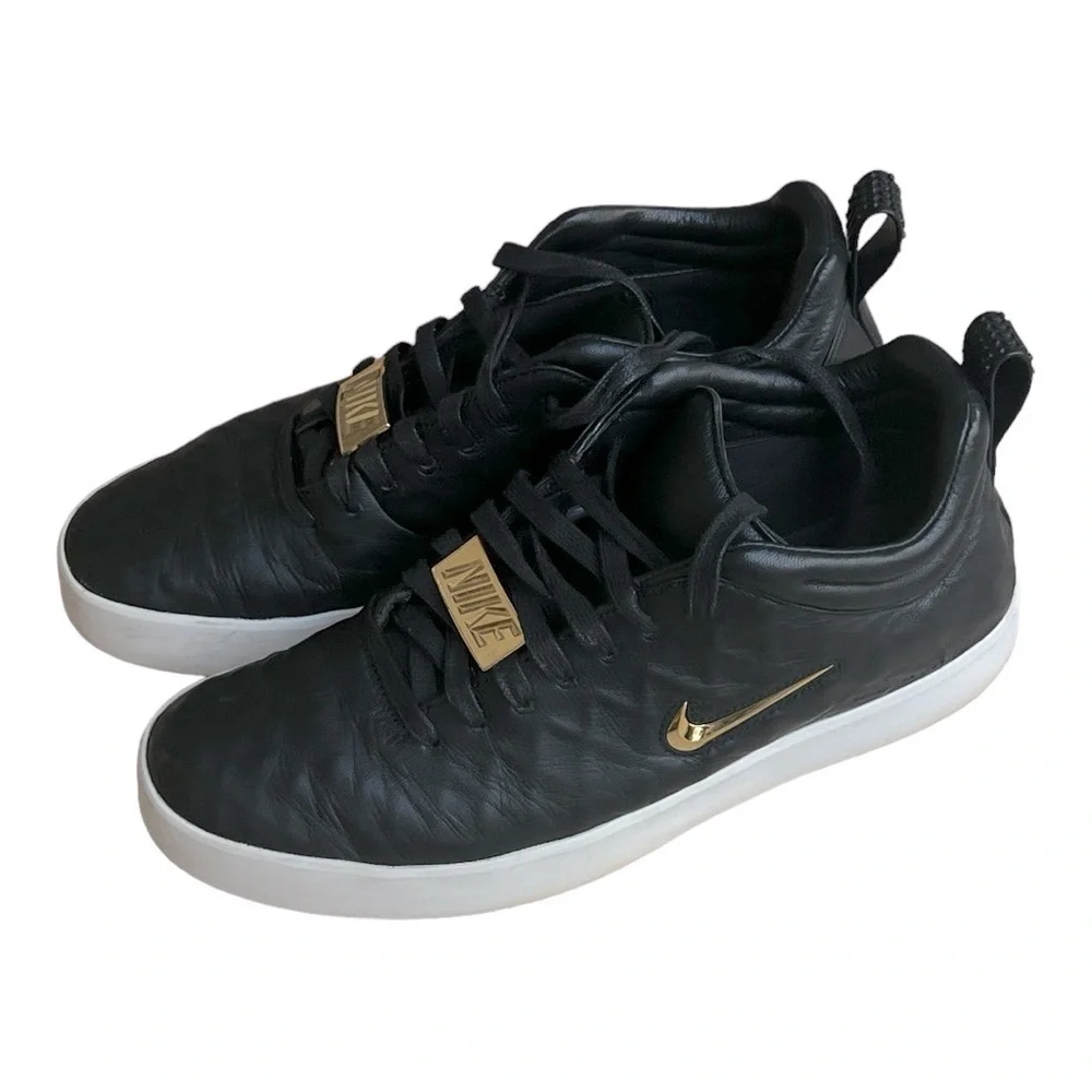 NIKE TIEMPO PREMIER 17 Black White Gold SWOOSH & EMBLEM Sneakers Men’s Size 9.5 - Picture 2 of 12